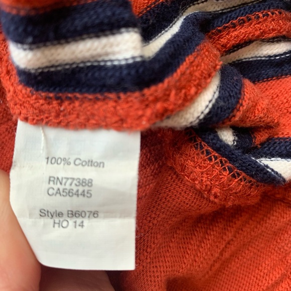 MADEWELL Style B6076 Rust Burnt Orange Boxy Fit Pullover Top Stripped Sides SZXS - Picture 9 of 11